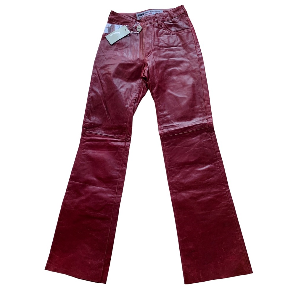 NWT Vintage Parasuco Leather Pants in Burgundy - Picture 5 of 10